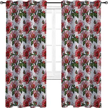 Imagem de Cortinas blackout joaninhas para quarto - isolamento térmico, economia de energia e redução de ruído, tratamento de sombreamento completo cortina de isolamento de cozinha, L 236 x C 236 cm vermelho