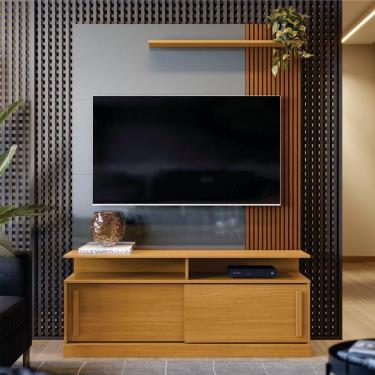 Imagem de Home Para Com Prateleira Ibirapuera Tauari Ripado Cinza Perolizado