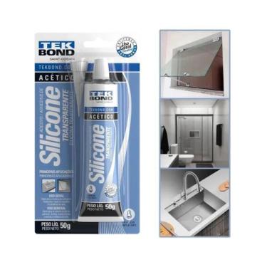 Imagem de Silicone Acético Incolor Banheiros Cozinha 50G Tekbond
