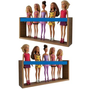 Imagem de 2 Prateleiras para Bonecas Barbie Bonecos Heróis Nicho Expositor Decor