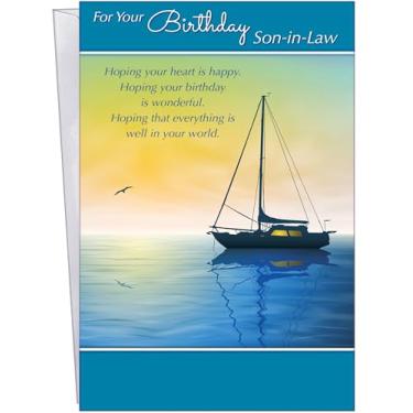 Imagem de Chuck's Card-O-Rama - Cartão de aniversário do genro - Feito nos EUA - Cartão grande abre até 25,4 cm x 19,7 cm - Hoping Your Birthday is Wonderful Son In Law - 95643