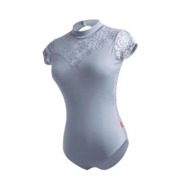 Imagem de Colaxi Collant de balé feminino, versátil, macio e moderno para ginástica, verão, Cinza Claro, Xl