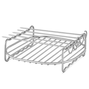Imagem de Rack Airfryer de camada dupla com espetos compatível com Philips Airfryer Avance, Power Air Fryer Silver, Stainless, XL Size