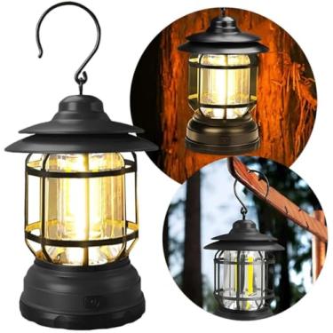 Imagem de Lampião LED Retrô Recarregável USB – Luz Ajustável, Portátil e Econômico – Ideal para Camping, Decoração e Iluminação de Emergência