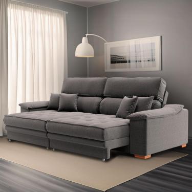 Imagem de Sofá 3 Lugares Retrátil e Reclinável Leonard Linho Grafite