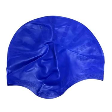 Imagem de Touca NataçãO Adulto，Toucas de Natação e HidrogináStica para Homens e Mulheres, ProteçãO Completa para Orelhas e Ouvidos(Azul)