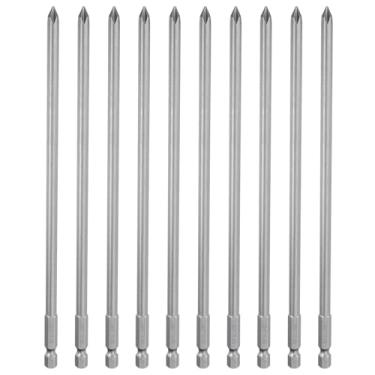 Imagem de HARFINGTON 10 peças de chave de fenda Phillips número 1 PH1 haste sextavada de 1/10.2 cm 8" (200 mm) de comprimento magnético S2 aço industrial broca elétrica cabeça cruzada brocas elétricas 0,24" (6