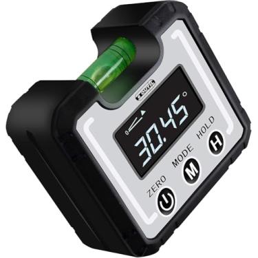 Imagem de Localizador de ângulo digital magnético e frasco de bolha de nível inclinômetro de ângulo de 4 x 90°, transferidor de calibre chanfrado de nível mini para marcenaria, construção, serra de mesa, parede