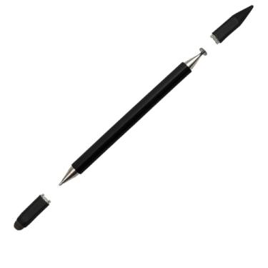 Imagem de Caneta 3 em 1 Stylus Touch Capacitiva e Esferográfica – Ponta Fina e de Borracha para Celular e Tablet – Compatível com iOS e Android - Preta