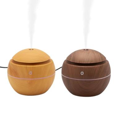 Imagem de Umidificador de Ar Ultrassônico 200ml Madeira com Luz RGB USB, Aromatizador, Difusor de Ambientes 110V/220V