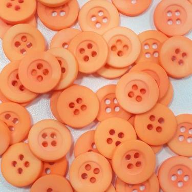 Imagem de Botões 4 Furos Fosco Plástico ABS Laranja Neon 12mm 44198 Botao criati