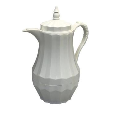 Imagem de Garrafa Térmica Branca, 1 Litro, Plástico e Vidro, 31 cm Altura