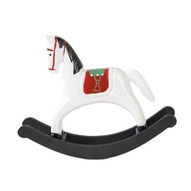 Imagem de Ｂｅｓｇａ Estátua de cavalo de balanço, ornamento, artesanato, design, decoração para casa, escultura de madeira, estatueta decorativa para, Branco