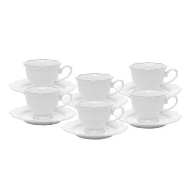 Imagem de Conjunto 6 Xícaras De Chá Porcelana Maldivas Prateado Wolff