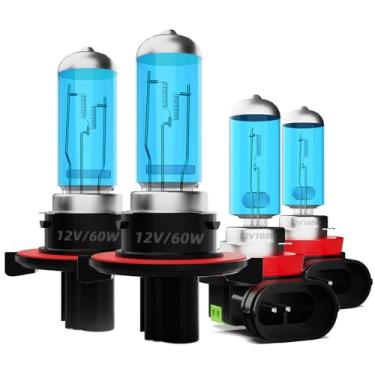 Imagem de DMEPUGI Lâmpadas de farol adequadas para Ford Mustang 2005-2012, 9008 High Low Dual Beam H11 Combo lâmpadas de halogêneo de alto desempenho, luz branca 5500K super brilhante fácil instalação, 4 peças