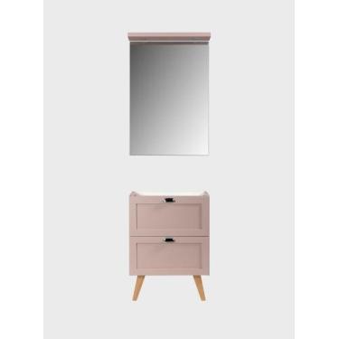 Imagem de Gabinete para Banheiro com Espelheira 60cm Retro Mdf Rosa Milano - On 