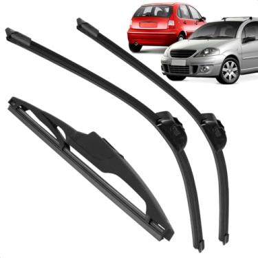Imagem de Kit Completo 3 Palhetas Limpador Parabrisa Silicone C3 2005 a 2011