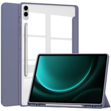 Imagem de Capa fina para Samsung Galaxy Tab S10+ Plus 2024/S9 FE+/S9+/12,4 polegadas 2023, capa Ratesell à prova de choque com capa traseira transparente, suporte para caneta S, despertar/hibernar