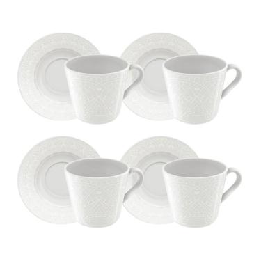 Imagem de Conjunto 4 Xícaras E Pires Para Chá Porcelana Decorada Alicia 180ml - Tramontina