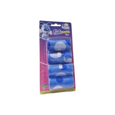 Imagem de Refil 4 Rolos Cata Caca Saco Plastico Savana Cachorro Gatos, Azul