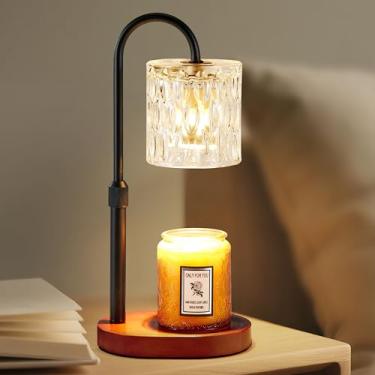 Imagem de Dreamholder Aquecedor de vela elétrico com temporizador e regulador, aquecedor de cera derretido de altura ajustável para velas de jarra, fundição de vela com base de madeira, presentes florais para