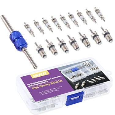 Imagem de Swpeet Kit de núcleos de válvula de ar condicionado R12 R134a de 36 peças, incluindo sortimento R12 R134a núcleo de válvula de refrigeração núcleos de haste de válvula de pneu com ferramenta de