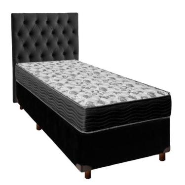 Imagem de Cama + Box Preto e Colchão Ortobom D33 Solteiro - Iso100 + Cabeceira