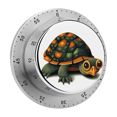 Imagem de Cronômetro de cozinha fofo tartaruga magnético de aço inoxidável com alarme para forno de cozinha