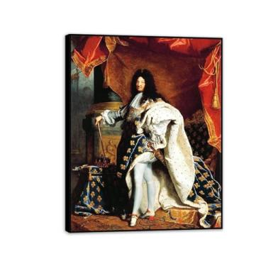 Imagem de Hyacinthe Rigo Louis xiv of_france pôster retrato ilustração histórica e cultural para sala de estar, escritório, sala de aula, decoração de parede, 90 x 70 cm (36 x 28 pol), moldura preta
