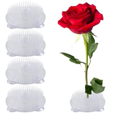 Imagem de Loghohu 4 peças de sapo de flor de plástico, sapo floral, alfinetes redondos transparentes, sapos de flores para arranjos, vaso para decoração de casa, planta, festa, casamento, artesanato, faça você