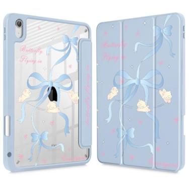 Imagem de Mektron Capa para iPad 11ª/10ª geração 2025 iPad 11 polegadas A16 capa com suporte para lápis para iPad de 11 polegadas 2022 capa transparente à prova de choque, laços azuis - ovelha