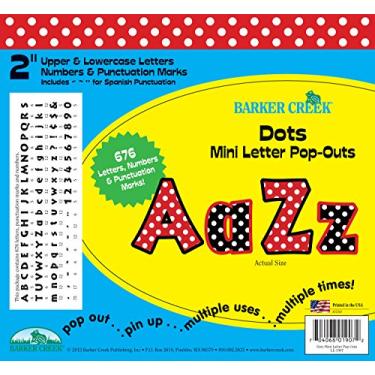 Imagem de Barker Creek Letras pop-out, pontos de 5 cm, letras de designer multicoloridas para quadros de avisos, salas de descanso, áreas de recepção, placas, monitores e mais. 5 cm, 676 caracteres por conjunto (1907)
