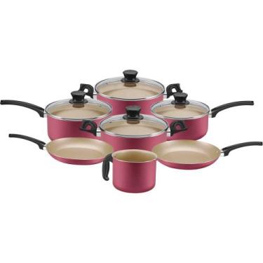Imagem de Jogo Panela Cereja Caçarola Fervedor Frigideira Antiaderente 7 Pçs Pan