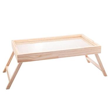 Imagem de Bandeja para Servir Café de Madeira com Sisal Pinus 45cm x 33cm x 22cm - Woodart