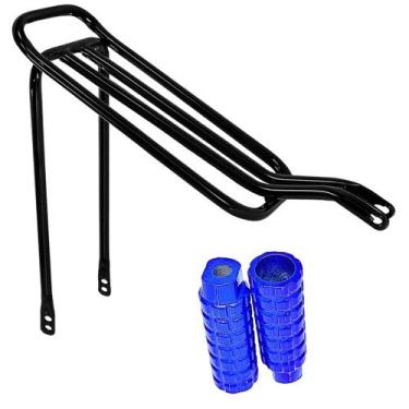 Imagem de Garupa Bagageiro Para Bike Articulado Preto Com Par de Trolinha Apoio 