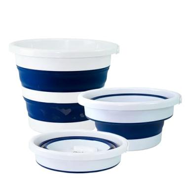 Imagem de Balde Retrátil Dobrável 12L para Roupas e Limpesa de Casa Pratico Designe Moderno Menor Espaço Mais Capacidade (Azul)