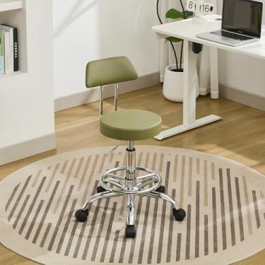 Imagem de FIRAVOE Cadeira de desenho (banco de trabalho com encosto) (banco giratório de loja de 49,5 a 67,5 cm) altura ajustável e apoio para os pés cadeira de escritório ergonômica (verde)