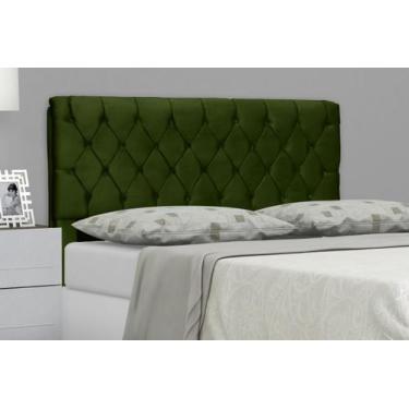 Imagem de Cabeceira para Cama Box Solteiro 90 Cm Imperatriz - Suede Verde Musgo 