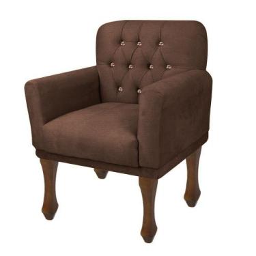 Imagem de Poltrona Decorativa Com Pés Retro Safira - In-9 Decor, Suede Marrom