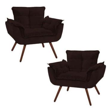 Imagem de Kit 2 poltronas para sala confortavel Opala. In-9 Decor. - Marrom