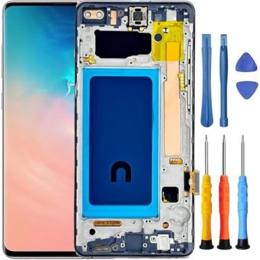 Imagem de Foufinin Substituição de tela para Samsung Galaxy S10+ Plus para Samsung S10+ Plus com moldura SM-G975u SM-G975a SM-G975a SM-G975w Montagem de tela sensível ao toque digitalizador