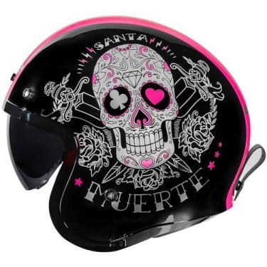 Imagem de Capacete LS2 Aberto OF599 Pinky Muerte, Preto/Rosa, 58
