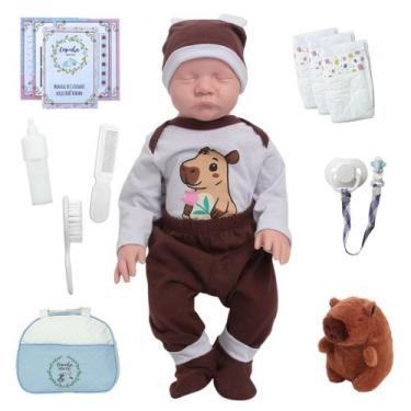 Imagem de Bebê Reborn Boneco De Silicone Enxoval Capivara Completo - Cegonha Reb