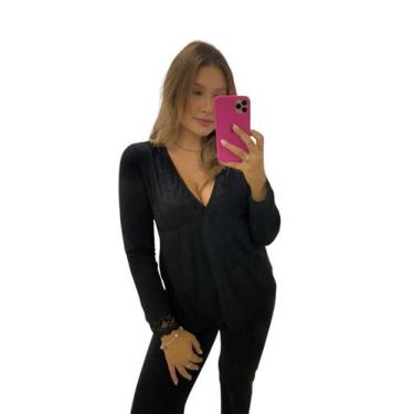 Imagem de Pijama Amamentação Viscolycra Renda Pijama Inverno - Sou Gata e Daí, P