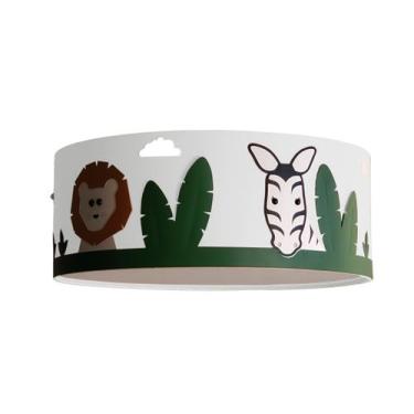 Imagem de Luminária Infantil Plafon Safari Cúpula Tecido 40x15 cm - Tom Luz, Bra