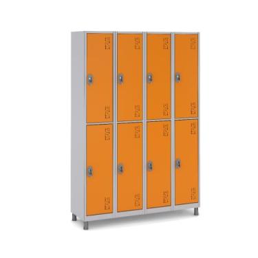 Imagem de Armário Aço 8 Portas Grandes Amplo Espaço para Academia - W3, Laranja
