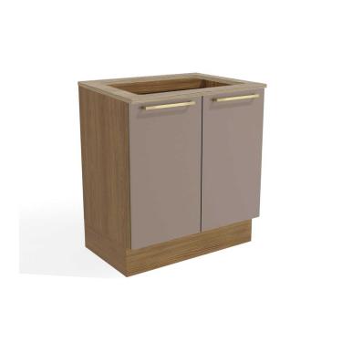 Imagem de Módulo Cozinha Kappesberg Botanic Balcão Botanic M623 p/Cooktop 2 Portas c/Tampo 80cm Nogueira/Fendi/Nogueira - Kappesberg