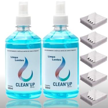 Imagem de Kit 2 Spray Para Limpeza De Óculos Lentes Grande Limpa Tela Tv Celular Notebook 500ml + com Flanelas