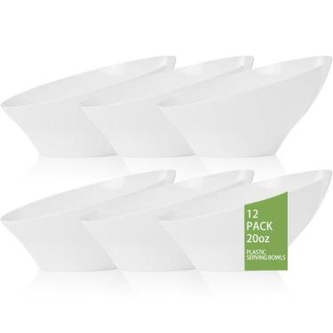 Imagem de Taças de servir BuCla White Plastic 600 ml, pacote com 12