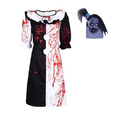 Imagem de Bloody Clown Costume Kids Adult Halloween Horror Killer Cosplay Jumpsuit Slasher Clown Terrifying Art Dress Up Outfit (Female, L)
